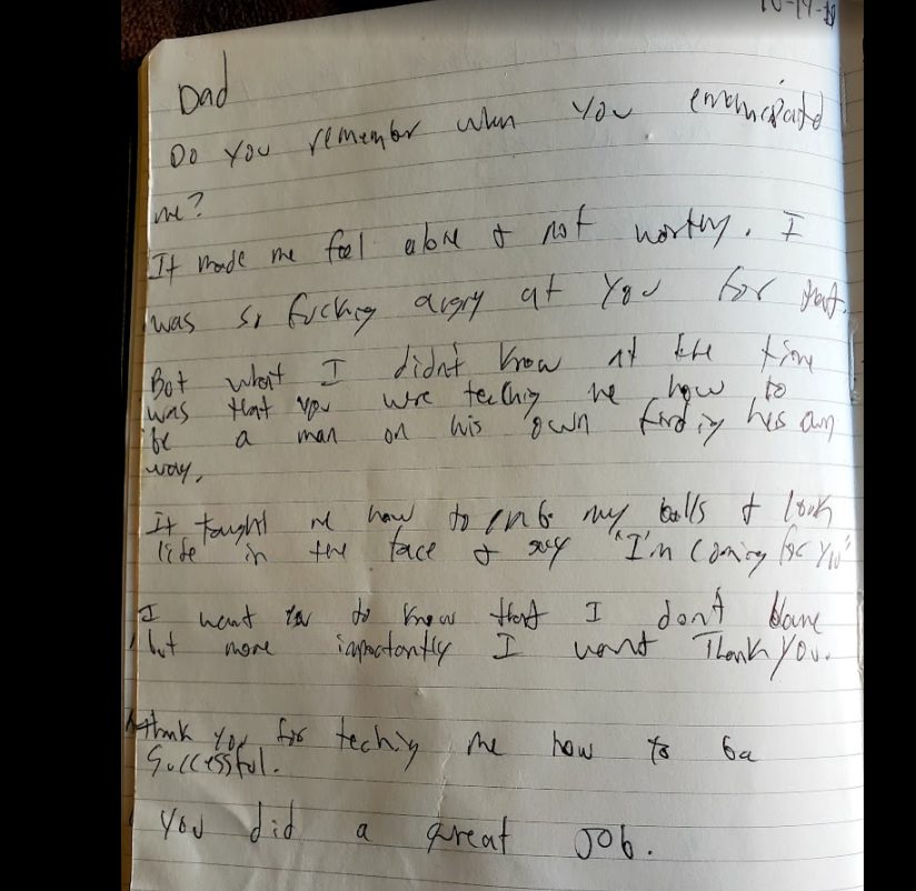 The handwritten letter to my father